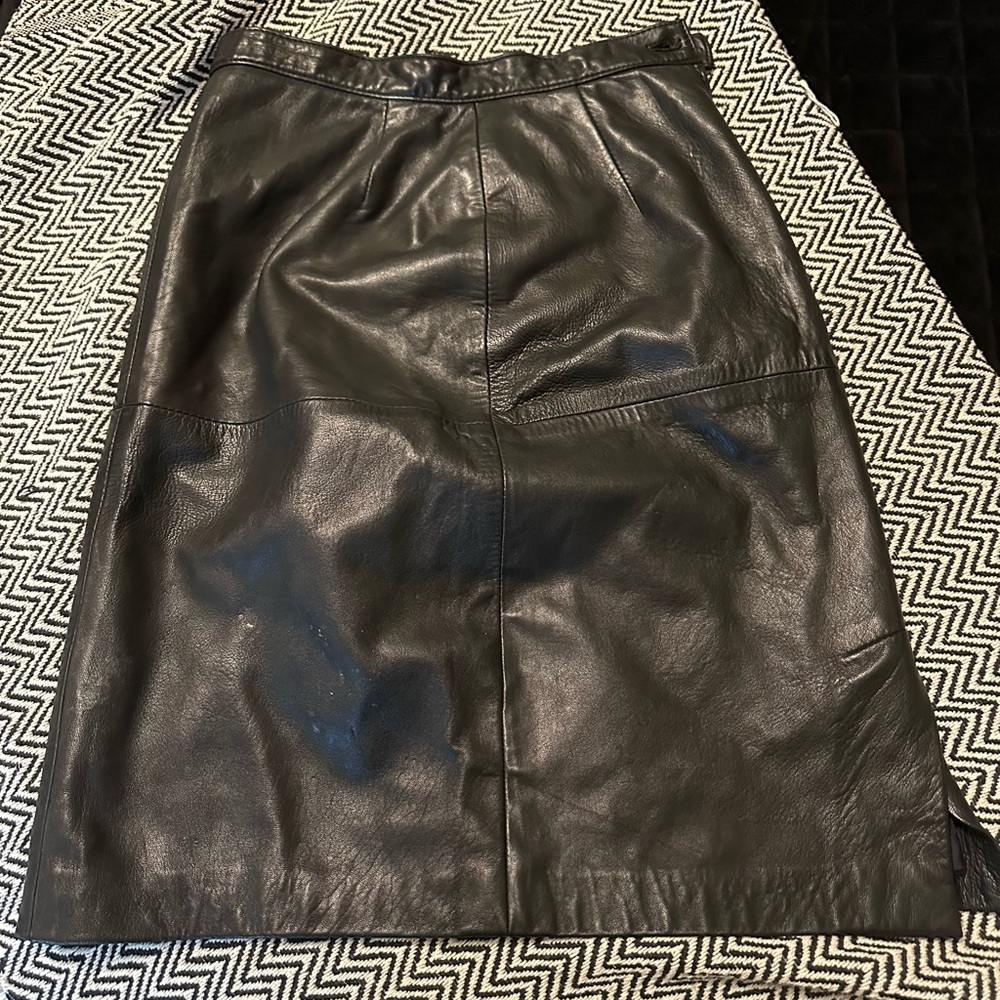 Vintage Nicole Farhi for Stephen Marks Black Leather Skirt – Made in England